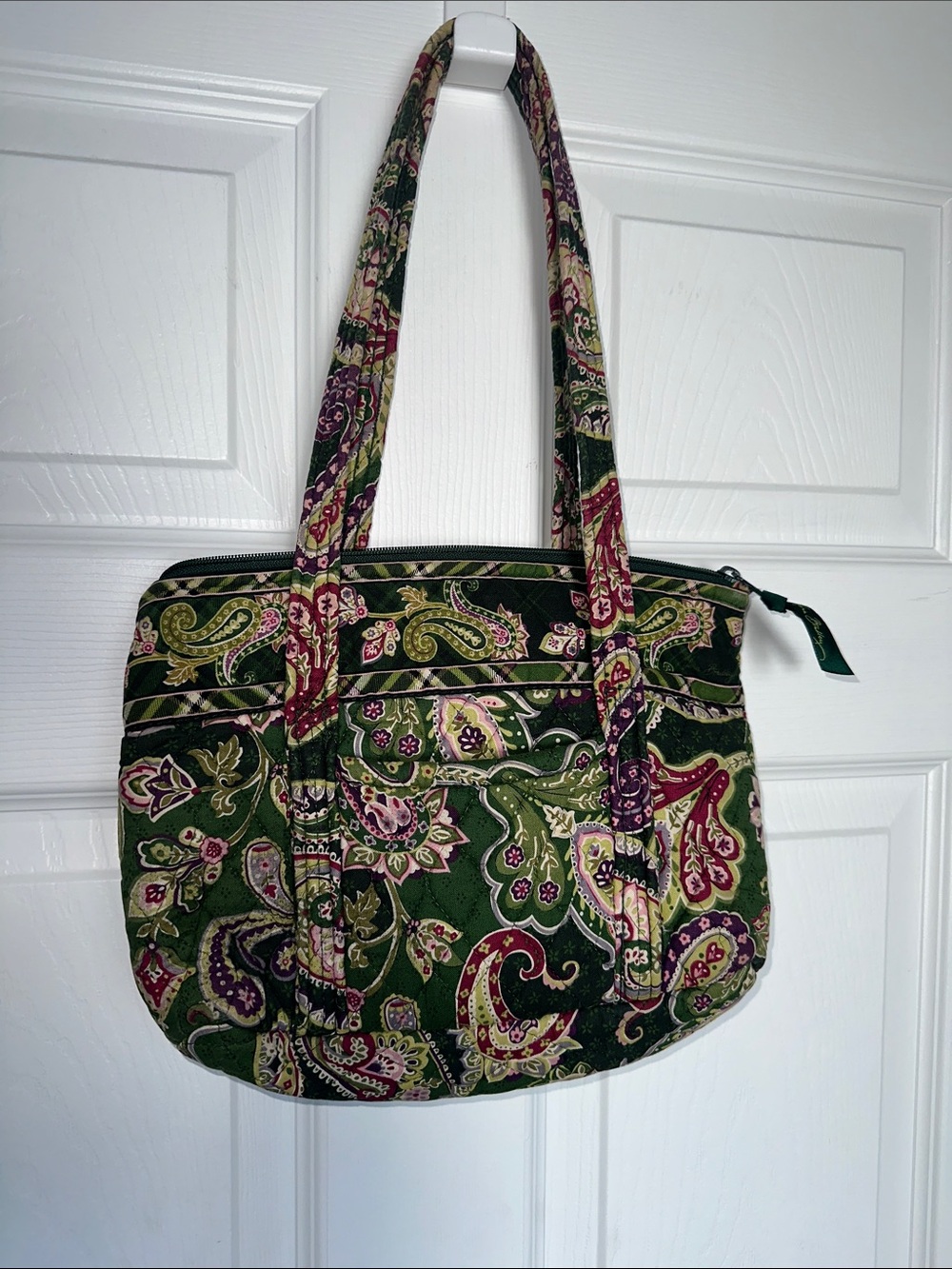 Vera Bradley Vintage Chelsea Green Paisley Quilted Tote